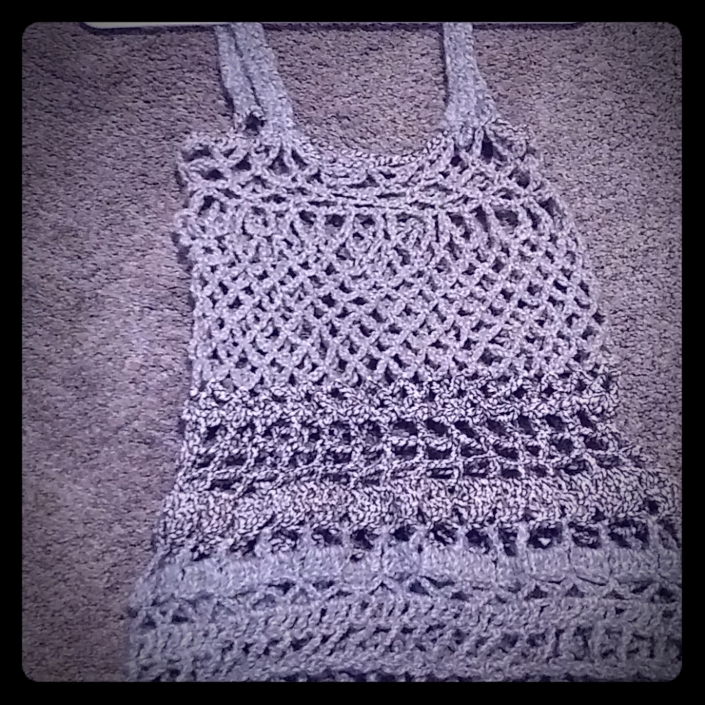 Handmade crocheted mesh tank top